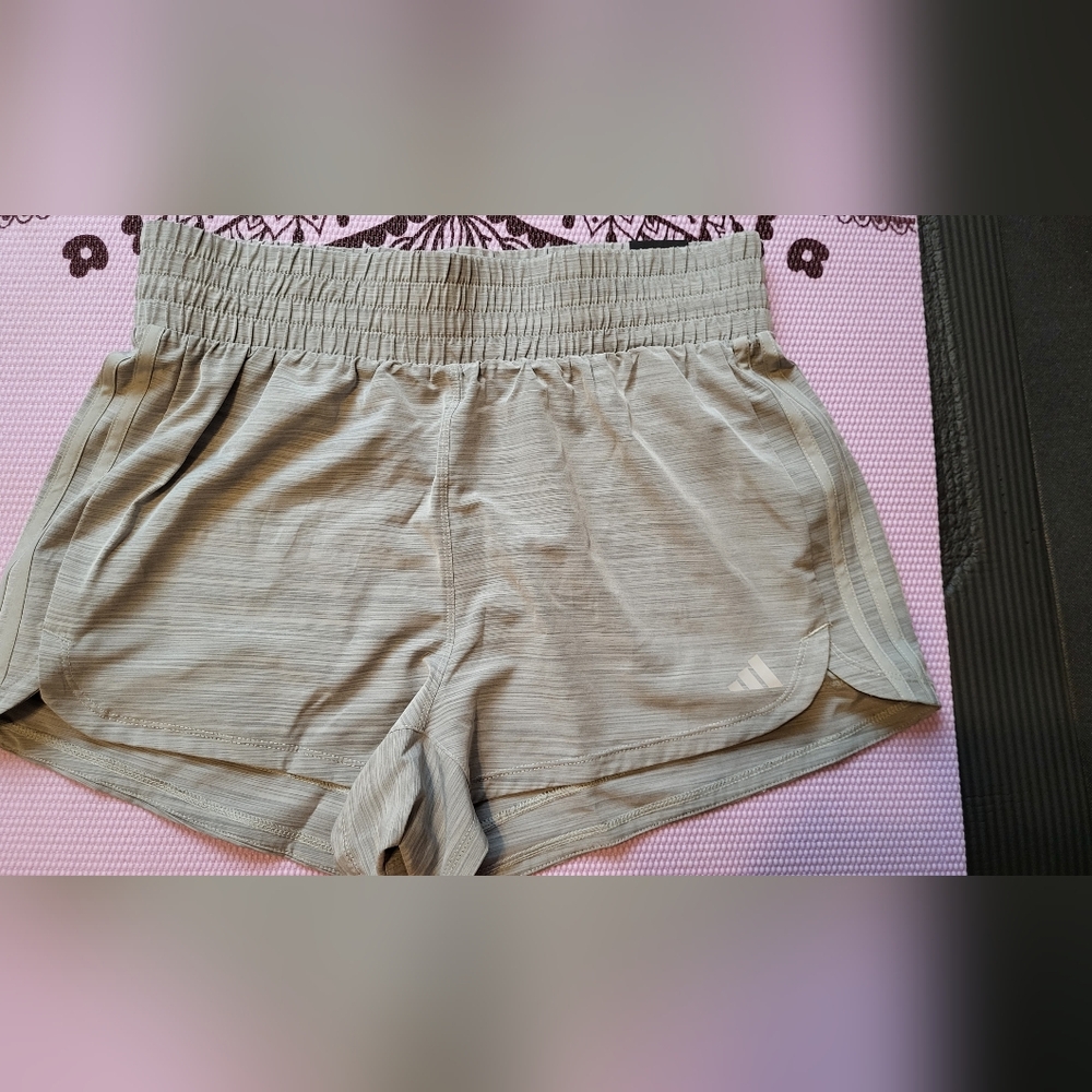 Adidas Gray Athletic Shorts Lightweight Elastic Waist